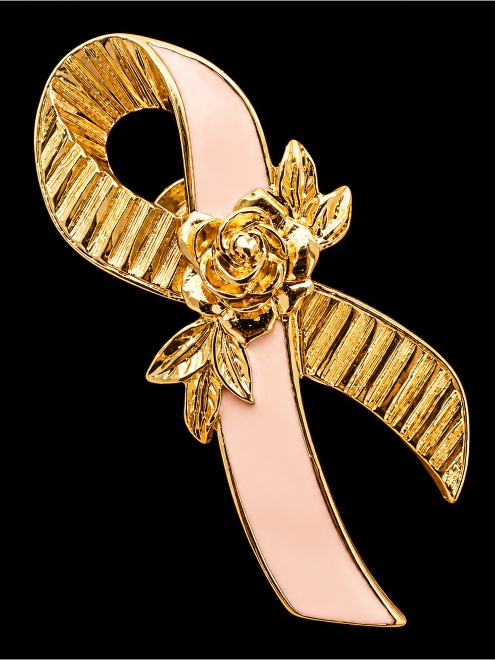 Avon Breast cancer flower ribbon pin brooch pink gold